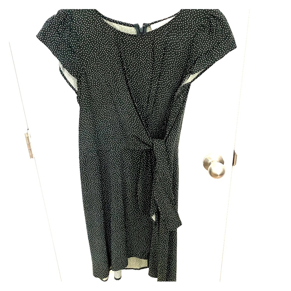 LOFT dark green with white polka dots dress